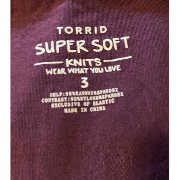 Torrid Bohochic Super Soft Knits Purple Ruched Drapey Tunic Lace 3/4 Sleeves 3X - Picture 2 of 6